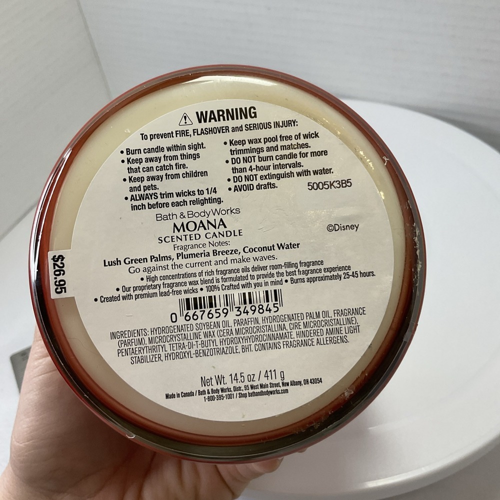 Bath & Body Works Disney Princess MOANA Candle 3-Wick‎ Limited Edition 14.5 oz - Picture 4 of 5